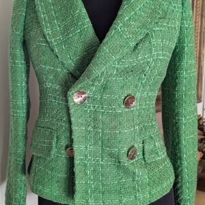 Zara Women's Kate Tweed Green Apple Jacket Sz S